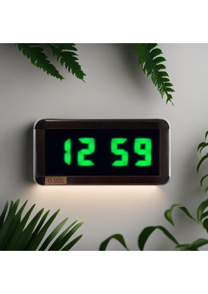 Sanec Dijital LED Duvar ve Masa Saati Derece ve Nem - Yeşil (Kasa Ölçüleri: 7X17 Cm)