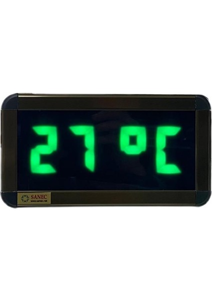 Sanec Dijital LED Duvar ve Masa Saati Derece ve Nem - Yeşil (Kasa Ölçüleri: 7X17 Cm)