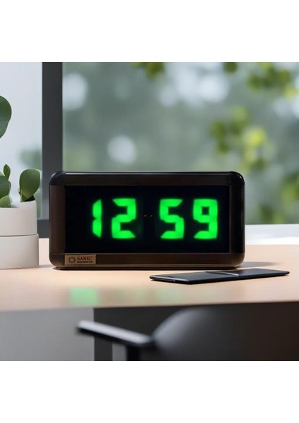 Sanec Dijital LED Duvar ve Masa Saati Derece ve Nem - Yeşil (Kasa Ölçüleri: 7X17 Cm)