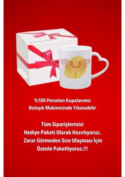 Modern Kadın Bale Kelebek Dansı Baskılı Hediye Kalp Kupa Bardak Porselen Çay Kahve Fincanı