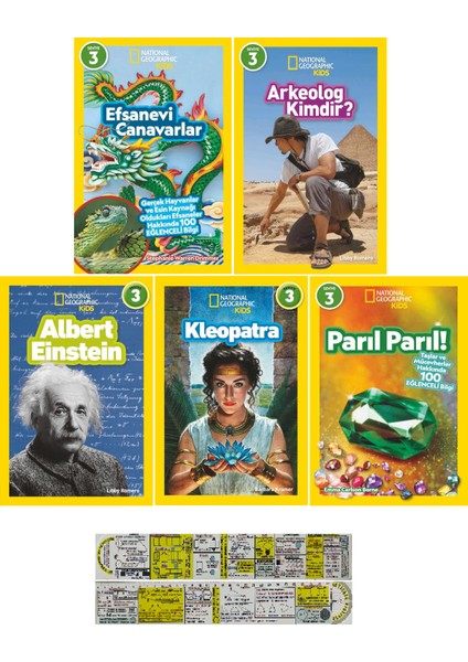 National Geographic 3. Seviye 5 Kitap Set Efsanevi Canavarlar – Arkeolog – Einstein – Kleopatra – Parıl