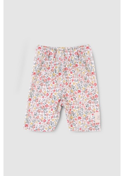 Bambu Kısa Çocuk Tayt Çiçek Desenli