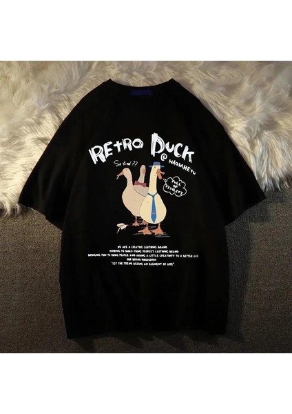 Retro Duck Baskılı Oversize T-Shirt modelleri