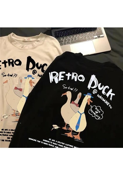Retro Duck Baskılı Oversize T-Shirt fırsatları