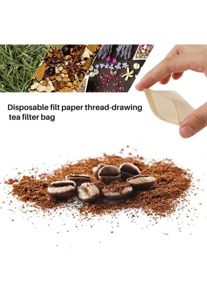 300PCS Çay Filtre Torbaları, Çizim Kağıtlı Tek Kullanımlık Kağıt Çay Poşeti (Yurt Dışından)