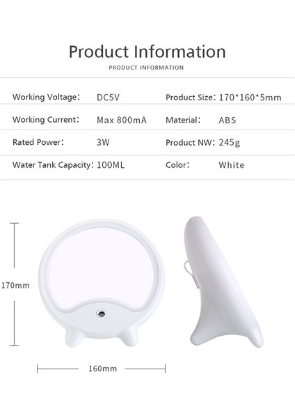 Yüz Sisleme Fonksiyonlu Masa ile Ayarlanabilir LED Ayna Işığı Beyaz (Yurt Dışından) fırsatları