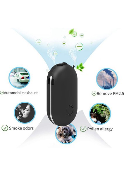 6,5 Milyon Negatif Iyon Arıtma Cihazı Kişisel Giyilebilir Mini Siyah (Yurt Dışından) modelleri