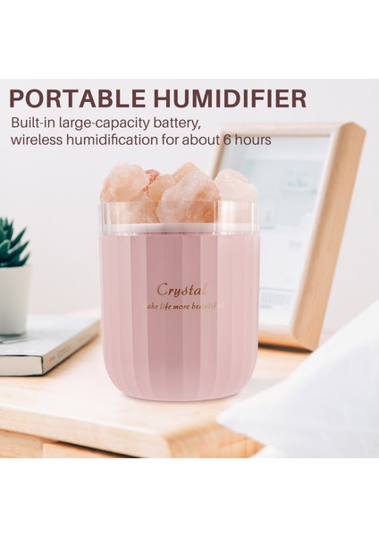 Taşınabilir USB Hava Nemlendirici Kristal Tuz Taşı Difüzör, Pembe (Yurt Dışından) modelleri