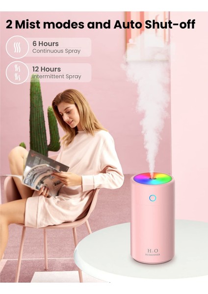 Nemlendirici Mini USB Hava Nemlendirici 400ML Renkli Gece Pembesi ile (Yurt Dışından)