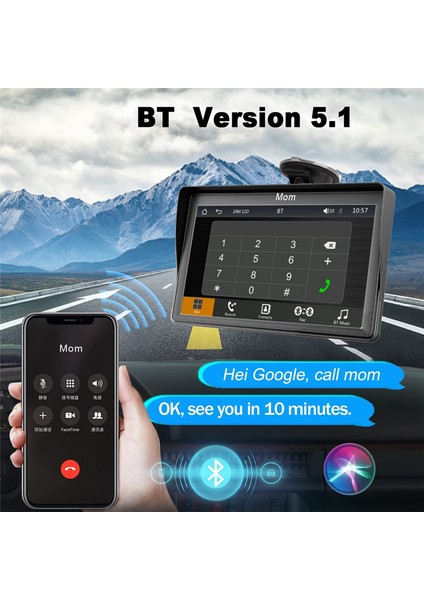 Taşınabilir Gösterge Paneli Montajlı Carplay Ekran 7 Inç Dokunmatik Ekran, Gps Navigasyon (Yurt Dışından)