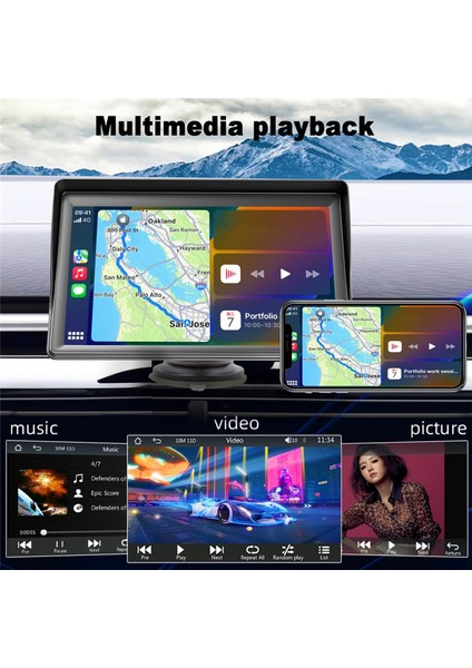 Taşınabilir Gösterge Paneli Montajlı Carplay Ekran 7 Inç Dokunmatik Ekran, Gps Navigasyon (Yurt Dışından)