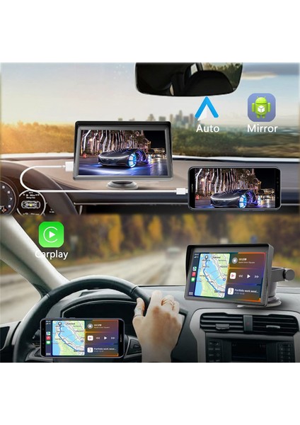 Taşınabilir Gösterge Paneli Montajlı Carplay Ekran 7 Inç Dokunmatik Ekran, Gps Navigasyon (Yurt Dışından)