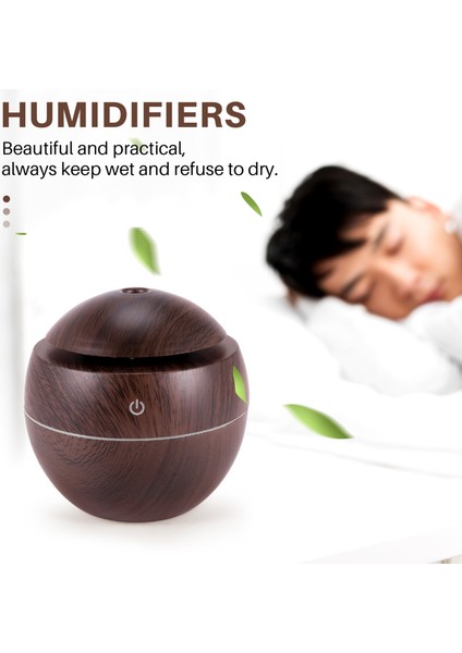 USB Difüzör Ulasonic Cool Mist 7 Renkli Led: Koyu Ahşap (Yurt Dışından) modelleri