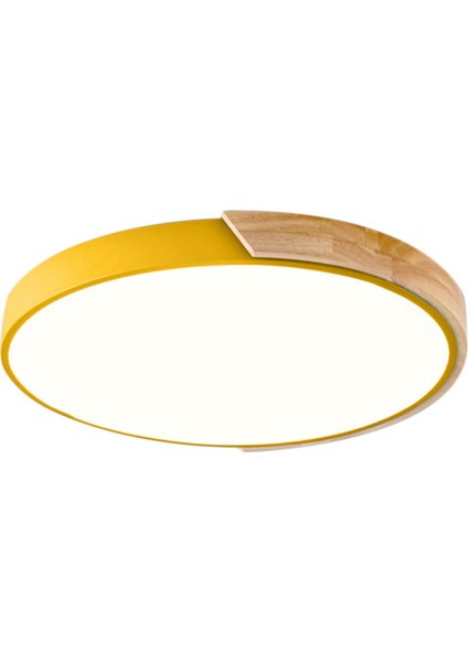Meşe Ahşap Uzaktan Ayarlanabilir LED Tavan Yuvarlak Lambalar Sarı 40CM (Yurt Dışından)