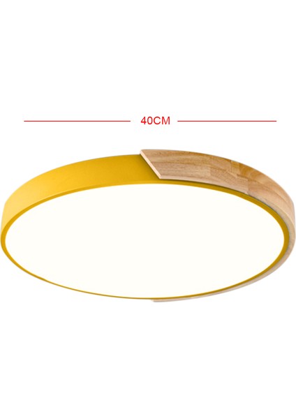 Meşe Ahşap Uzaktan Ayarlanabilir LED Tavan Yuvarlak Lambalar Sarı 40CM (Yurt Dışından)