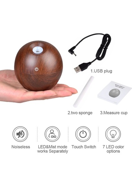 USB Ulasonic Mist Arıtma Cihazı Renk Değişimi Led: Koyu Ahşap (Yurt Dışından)