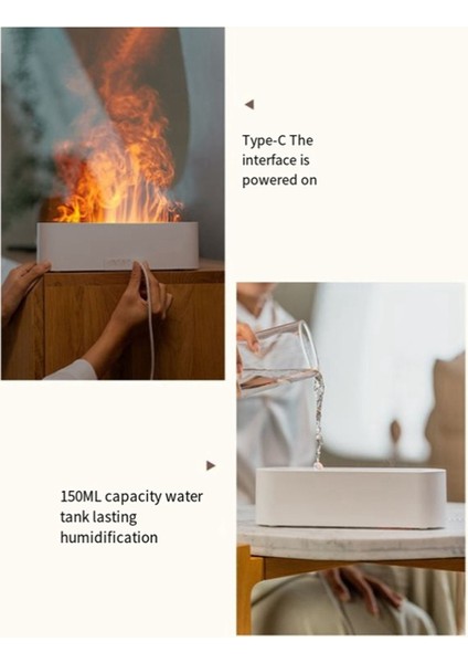 Alevli Hava Nemlendirici Ulasonic LED Esansiyel Yağ Difüzörü Siyah (Yurt Dışından) modelleri