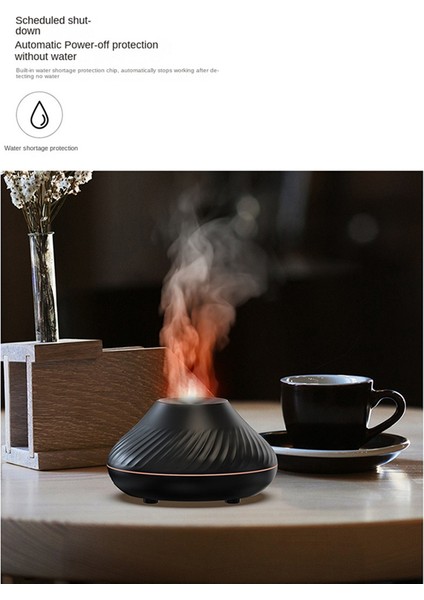 Volkanik Alev Difüzörü Esansiyel Yağ Lambası 130ML Siyah (Yurt Dışından) indirimleri