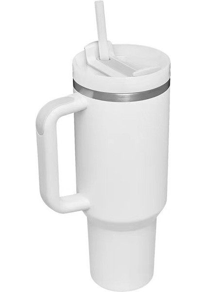 Paslanmaz Çelik 40OZ Saplı Pipetli Bardak Termos Bardak (Yurt Dışından)