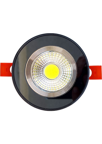 Füme Cam Yuvarlak Sıva Altı LED Spot Armatür İç Beyaz, Kenar Gün Işığı