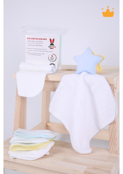 Babyhola 6'lı Bebek Ağız Mendili ve Ter Havlusu Paket Düz Mavi fiyatları