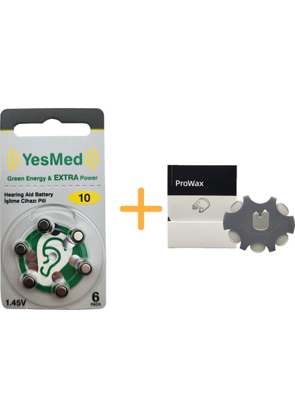 Extra Power 10 Numara Işitme Cihazı Pili (1 Paket = 6 Adet Pil) + Hediye Prowax Filtre
