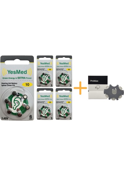 Extra Power 10 Numara Işitme Cihazı Pili (5 Paket x 6 Adet = 30 Adet Pil) + Hediye Prowax Filtre
