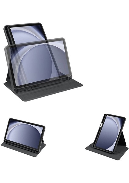 Samsung Galaxy Tab A9 Kılıf Zore Termik Kalem Bölmeli Dönebilen Standlı Kılıf