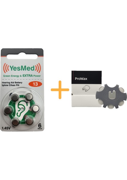 Extra Power 13 Numara Işitme Cihazı Pili (1 Paket = 6 Adet Pil) + Hediye Prowax Filtre