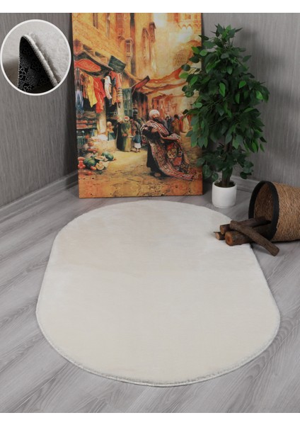 Modern Dekoratif Kaymaz Taban Simirna Oval Halı Yolluk