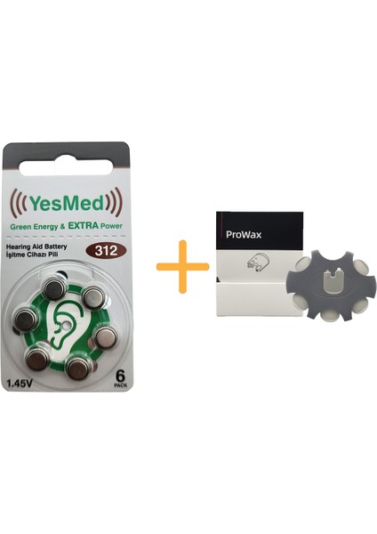 Extra Power 312 Numara Işitme Cihazı Pili (1 Paket = 6 Adet Pil) + Hediye Prowax Filtre