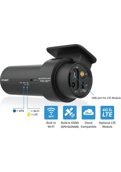 DR750X-2CH Plus 60FPS Fullhd Wi-Fi Modem Dahil Online Araç Kamerası