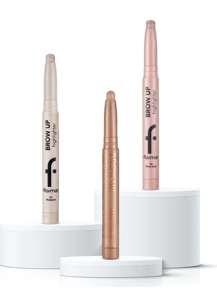 Kremsi Dokulu Brow Up Highlighter Pencil Aydınlatıcı Kalem Seti- Champagne/ Diamond/ Rose Gold (000-001-002 Üç Renk)