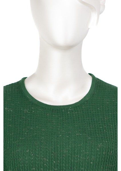 Kadın Kışlık Pamuklu Örme Ince Triko Anne Kazak Yuvarlak Yaka Desenli Uzun Kol Rahat Kesim Tam Kalıp indirimleri