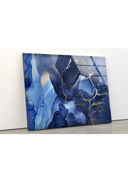 Mavi Soyut Temperli Cam Duvar Tablosu fiyatları