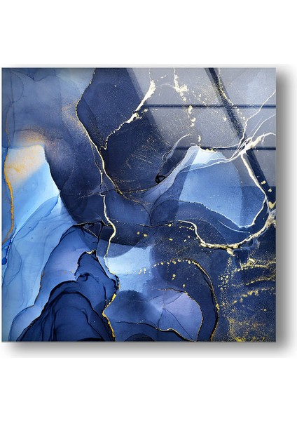 Mavi Soyut Temperli Cam Duvar Tablosu fırsatları