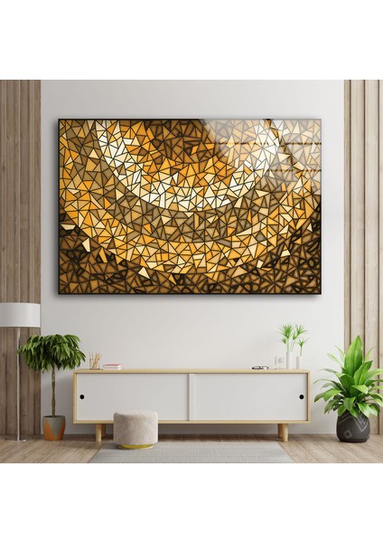 Altın Mozaik Temperli Cam Duvar Tablosu