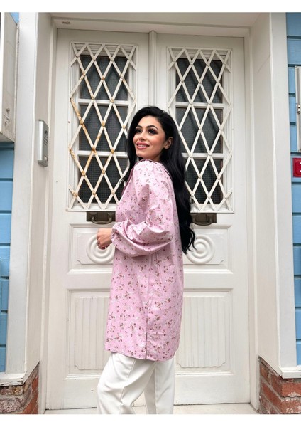 Çiçekli Poplin Bebe Yaka Uzun Tunik fiyatları