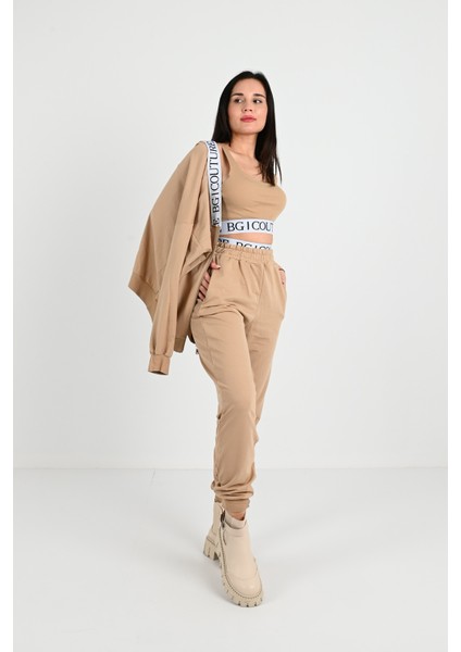 Kadın Lastik Baskı Detaylı 3’lü Eşofman Takımı 3961-24 fiyatları