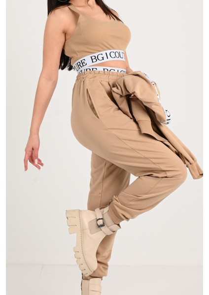 Kadın Lastik Baskı Detaylı 3’lü Eşofman Takımı 3961-24 modelleri