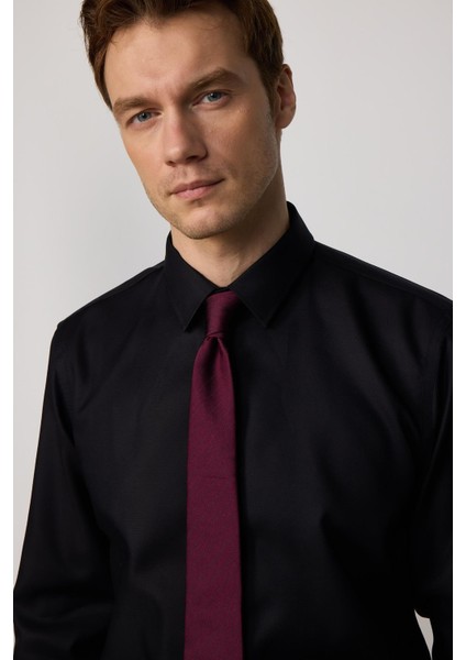 Slim Fit Non-Iron Ütü Gerektirmez Siyah Erkek Gömlek fiyatları