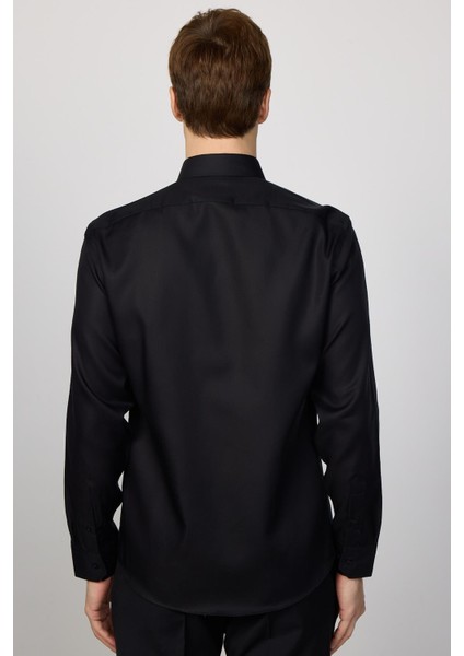 Slim Fit Non-Iron Ütü Gerektirmez Siyah Erkek Gömlek indirimleri