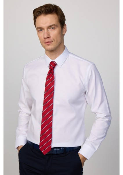 Slim Fit Non-Iron Ütü Gerektirmez Beyaz Erkek Gömlek