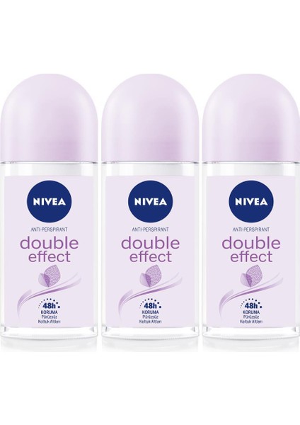 Kadın Roll-On Deodorant Double Effect 50ML, 48 Saat Koruma, X3 Adet