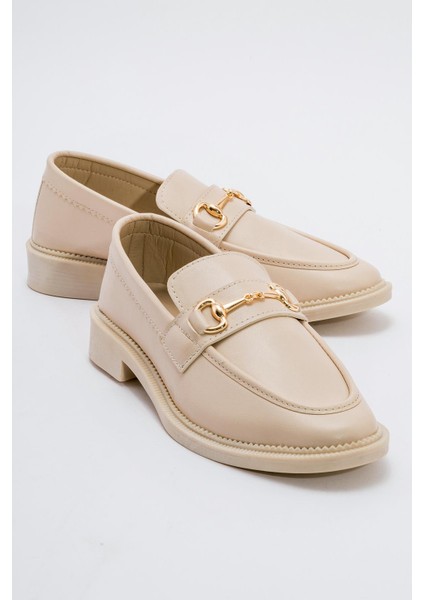 Kaydırmaz Tokalı Kadın Loafer Ayakkabı TEN CİLT