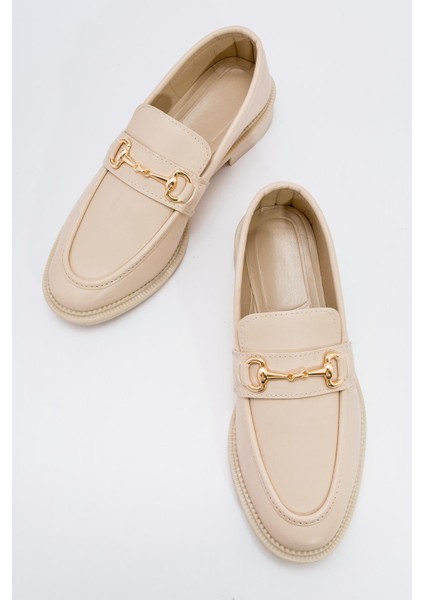 Kaydırmaz Tokalı Kadın Loafer Ayakkabı TEN CİLT indirimleri