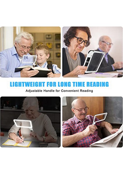 Tam Sayfa 5x Katlanır Işıklı Büyüteç Okuma Için Dikdörtgen Tutma Büyüteci, 48 LED Işıklı (Yurt Dışından) fiyatları