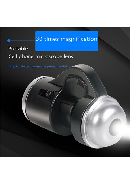 Adet 30X Zoom Parlak LED Mikroskop Büyüteç Klipsli Cep Cep Telefonu Kamera Lens Akıllı Telefon Pcb Muayene Aracı (Yurt Dışından) fiyatları