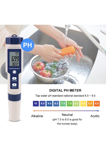 Yieryi Tuzluluk Ölçer 5'i 1 Arada Tuzluluk/tds/ec/ph/sıcaklık Test Cihazı, Deniz Suyu Akvaryumları Için Atc Tuzlu Su Test Cihazı ile Deniz Izleme ve Koi Balık Göleti (Yurt Dışından) indirimleri