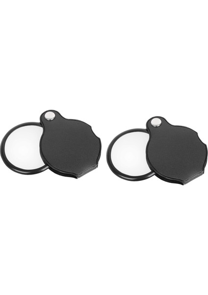 2x Katlanır Katlanır Cep Büyüteç Büyüteç Lens 3x Büyütme Katlanır Deri Kılıf Büyüteç (Yurt Dışından)